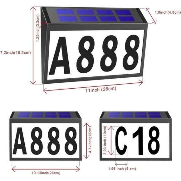 Solar House Numbers Light, Lighted House Numbers Sign Plaque Address Numbers - Picture 3 of 6